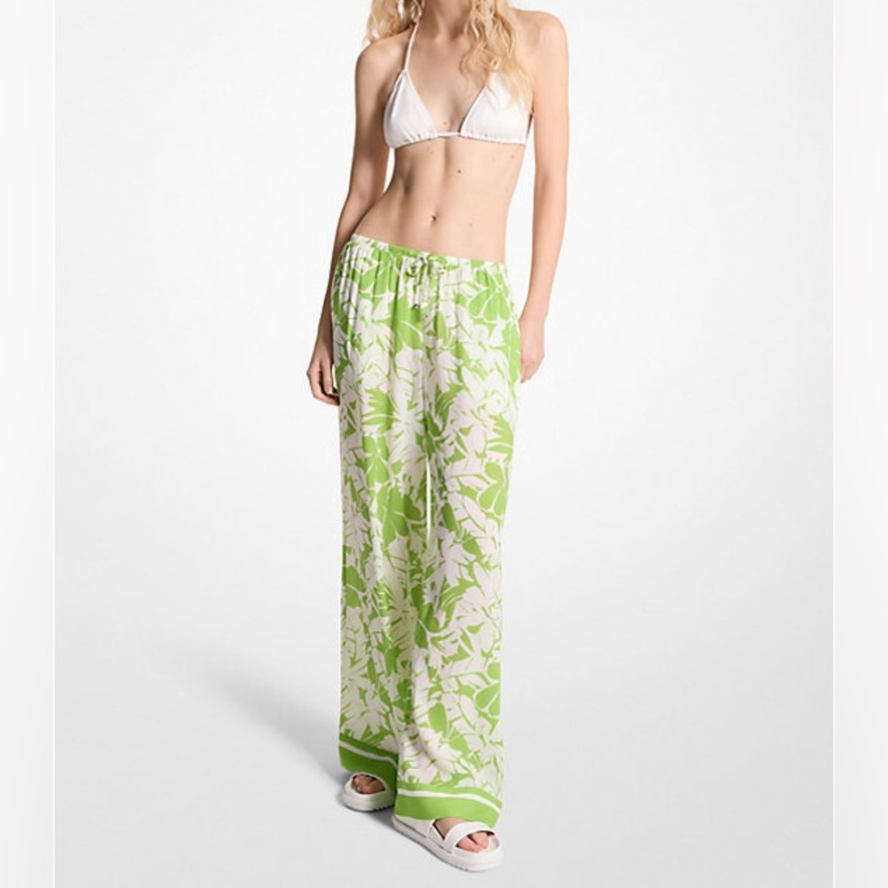 Michael Kors Tropical Wide Leg Swimsuit Cover Up Pants